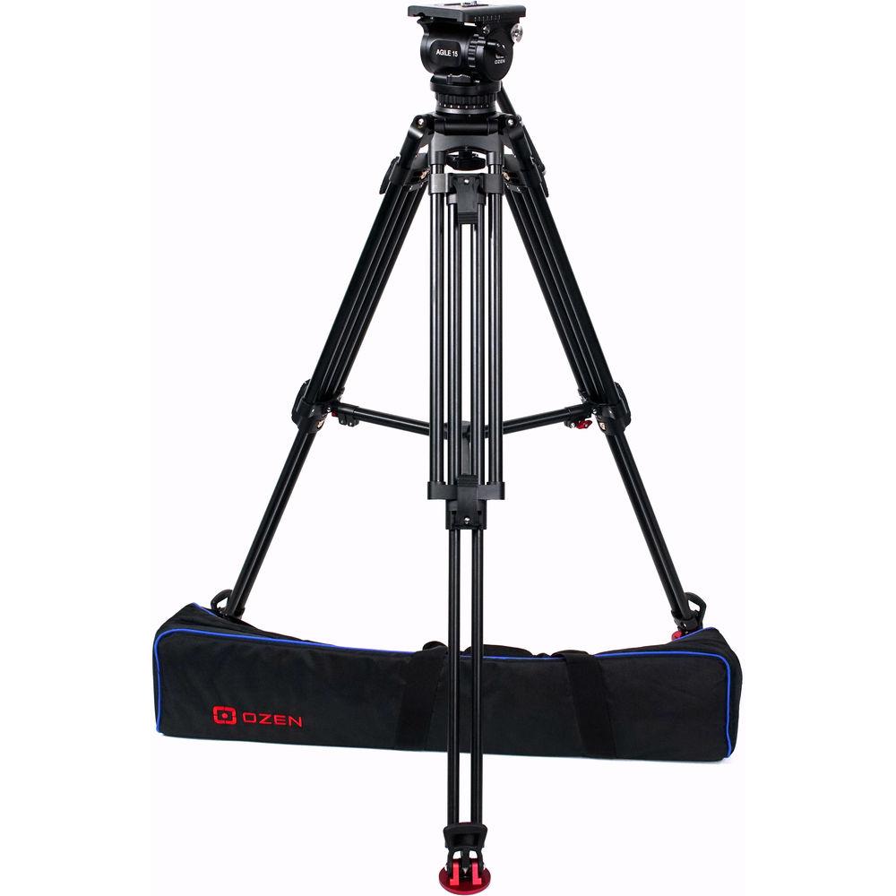 OZEN 100AL2 100mm Aluminum Tripod & Agile 15 Fluid Head System
