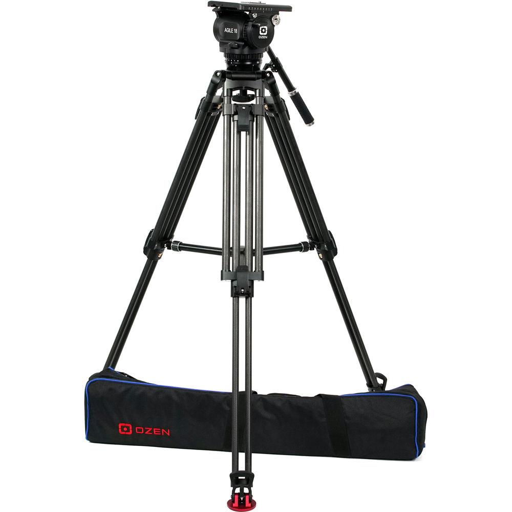 OZEN 100CF2HD 100mm Carbon Fiber Tripod & Agile 18 Fluid Head System
