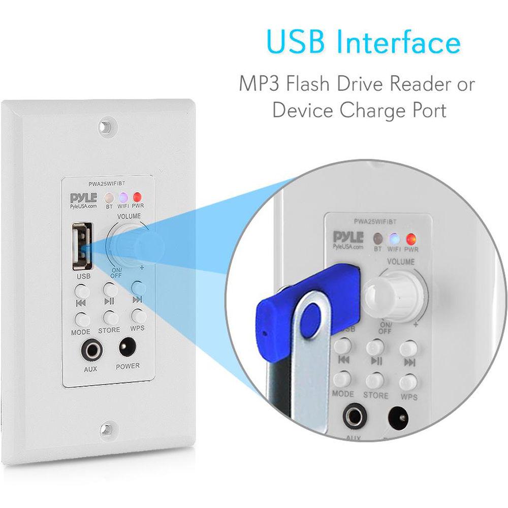 Pyle Pro In-Wall Wi-Fi Wireless Audio Control and Bluetooth Wall Plate Switch Receiver
