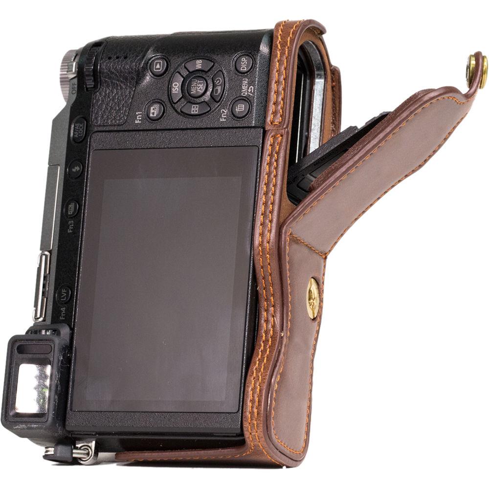 MegaGear Ever Ready Leather Half-Bottom Camera Case for Panasonic LUMIX GX85
