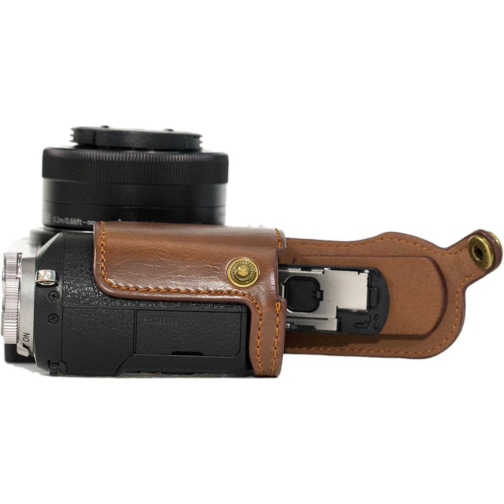 MegaGear Ever Ready Leather Half-Bottom Camera Case for Panasonic LUMIX GX85