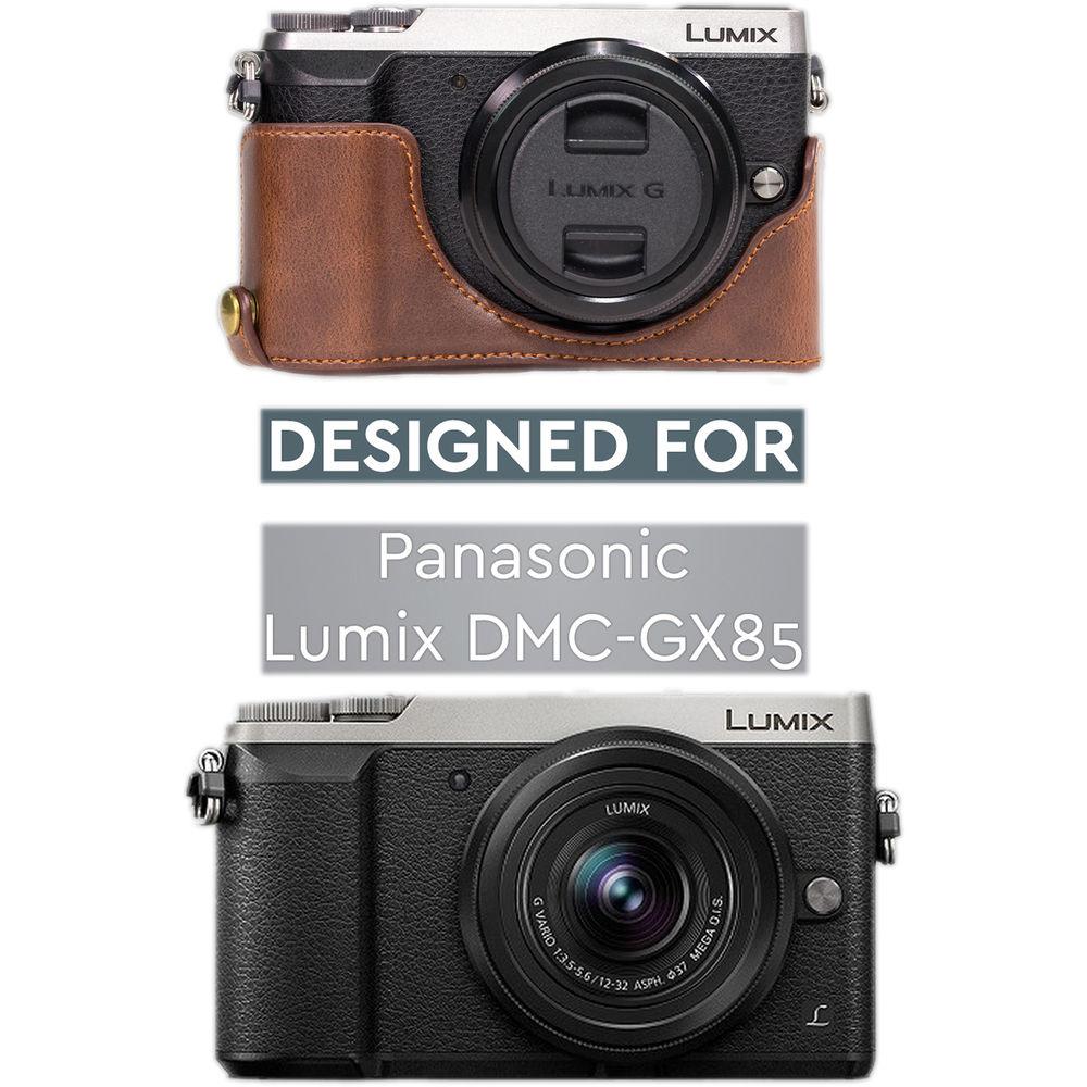 MegaGear Ever Ready Leather Half-Bottom Camera Case for Panasonic LUMIX GX85