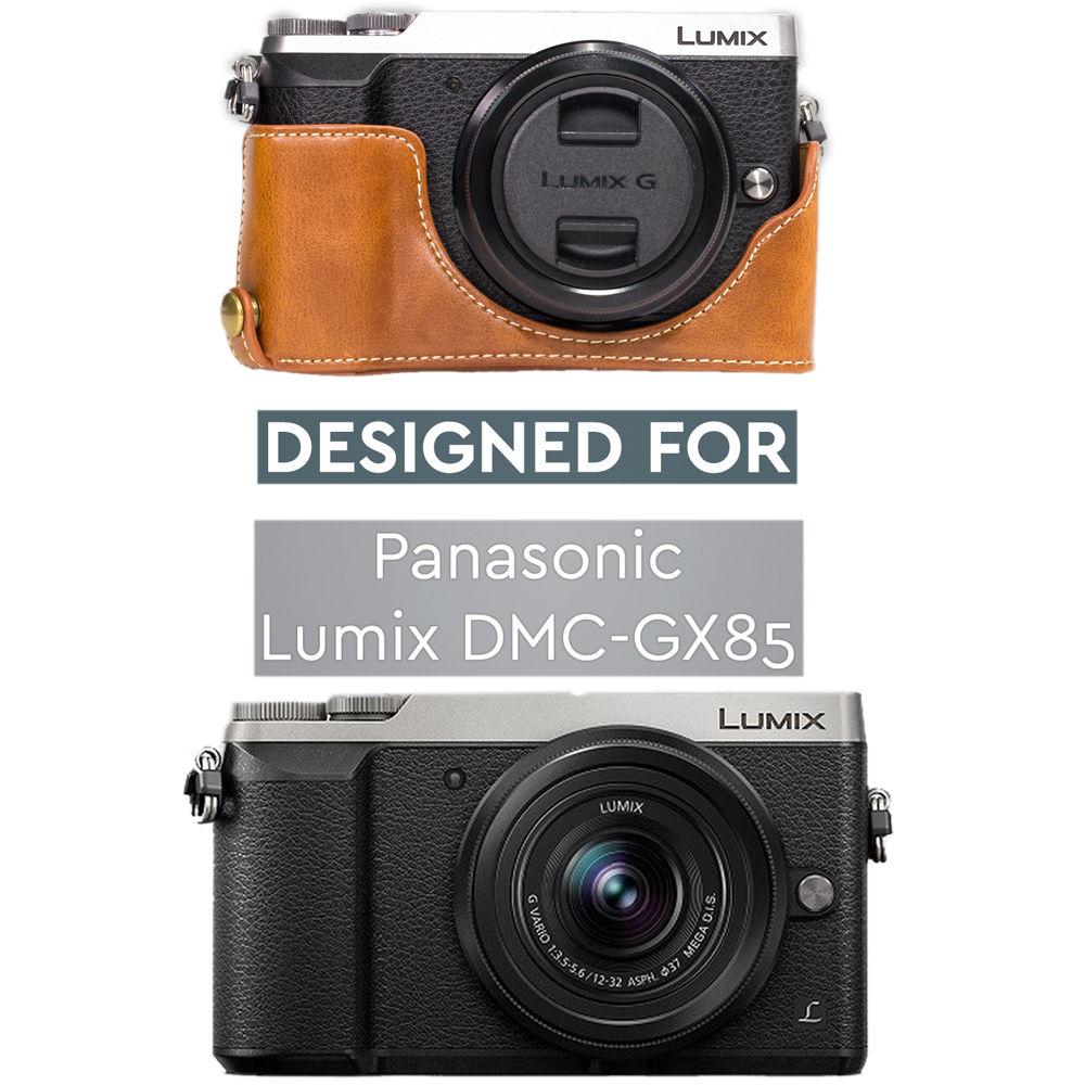 MegaGear Ever Ready Leather Half-Bottom Camera Case for Panasonic LUMIX GX85