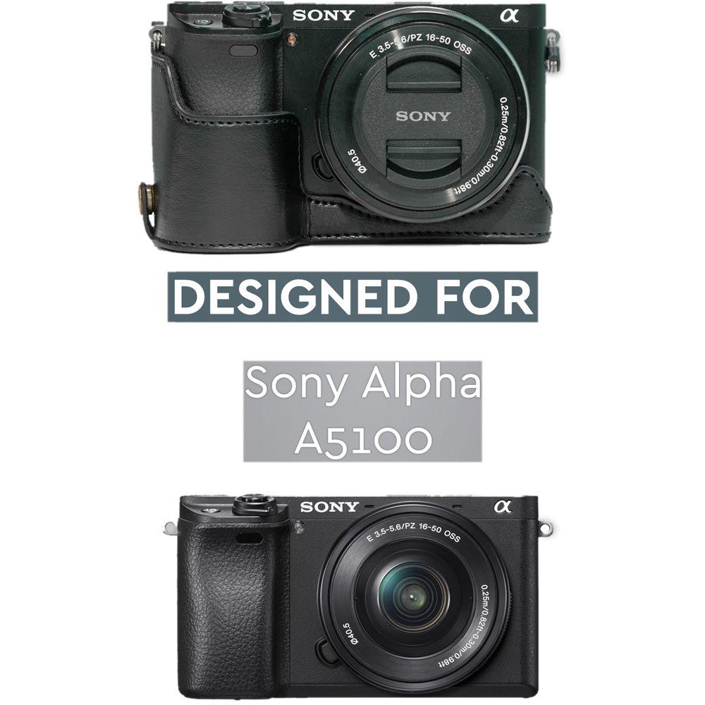 MegaGear Ever Ready Leather Half-Bottom Camera Case for Sony Alpha a5100