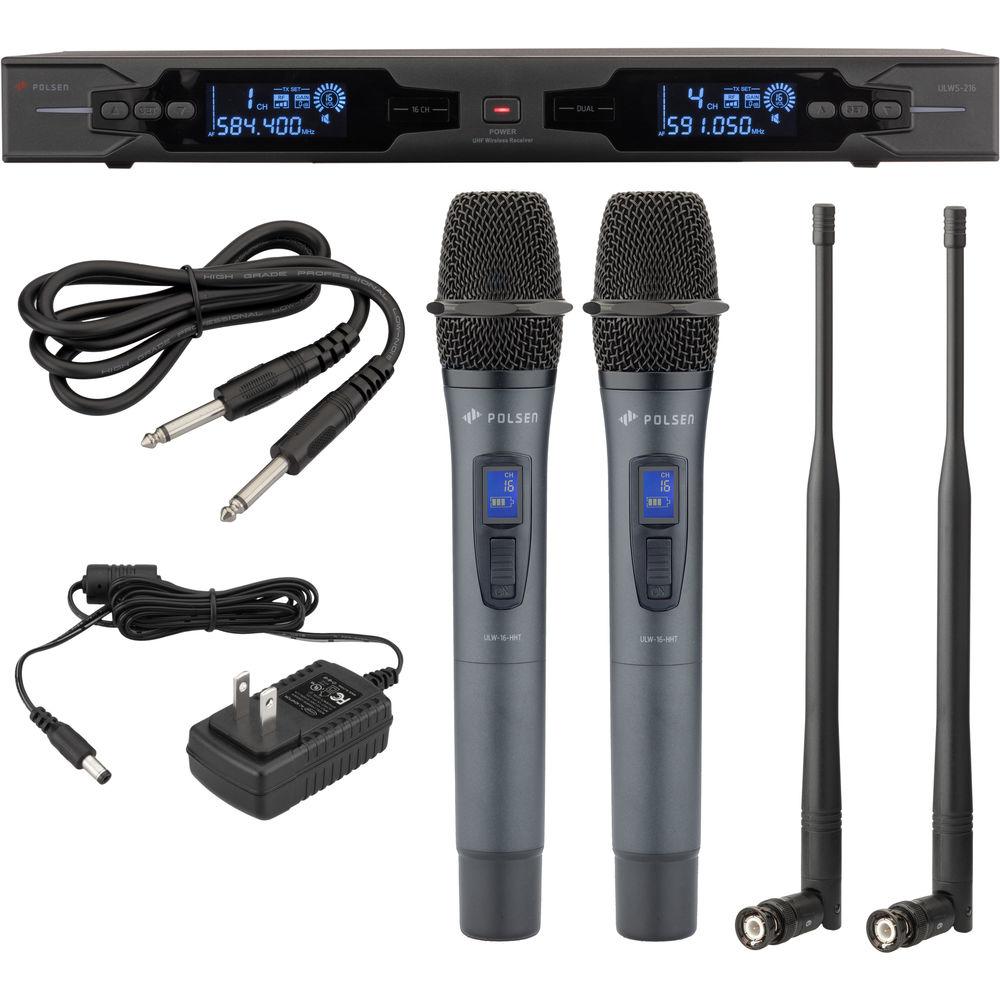 Polsen ULWS-216-H Dual 16-Channel UHF Wireless Handheld Microphone System