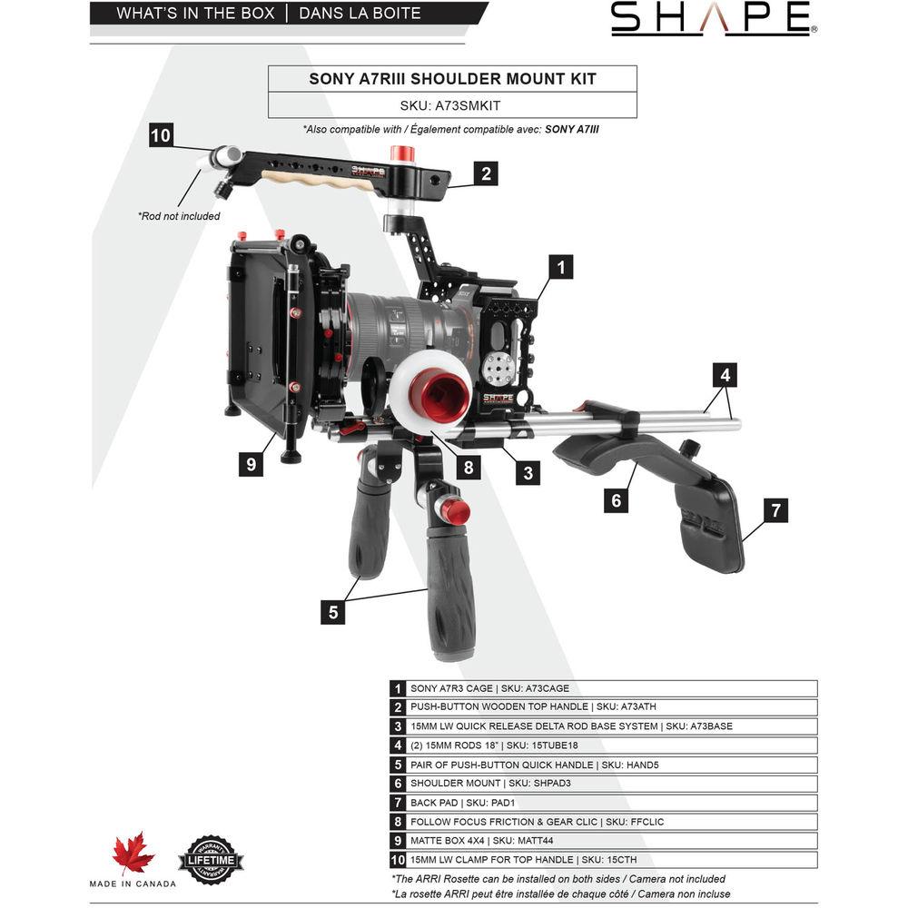 SHAPE Shoulder Mount Kit with Matte Box & Follow Focus for Sony a7R III a7 III Camera