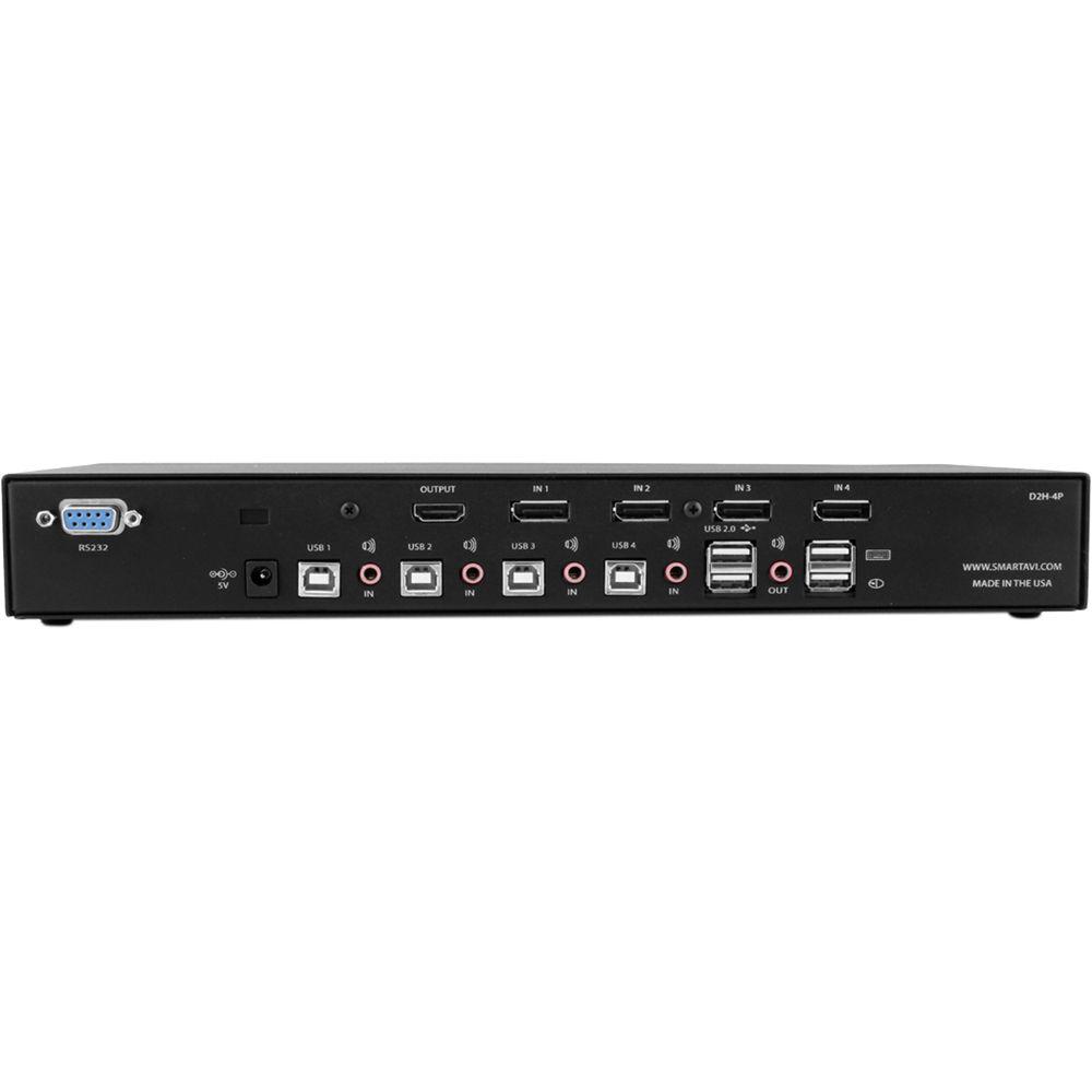 Smart-AVI 4-Port Quad DisplayPort-HDMI KVM Switch with USB 2.0 and Audio