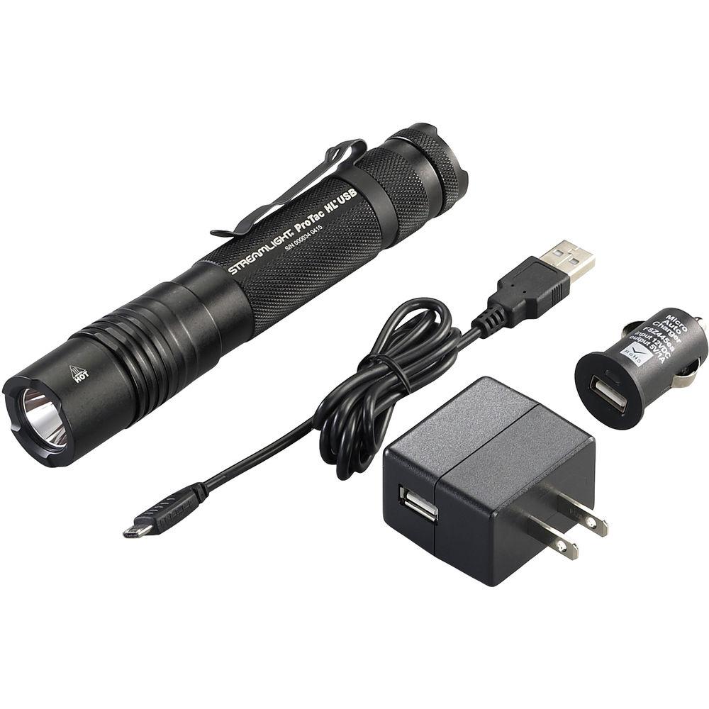 Streamlight ProTac HL USB Rechargeable Tactical Flashlight with AC Adapter & USB Cable