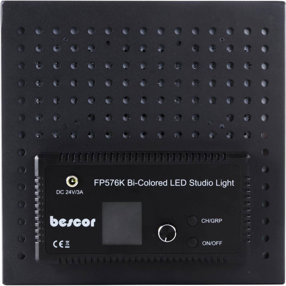 Bescor FP-576KB Bi-Color Wireless Control LED Studio 2-Light Kit with Battery