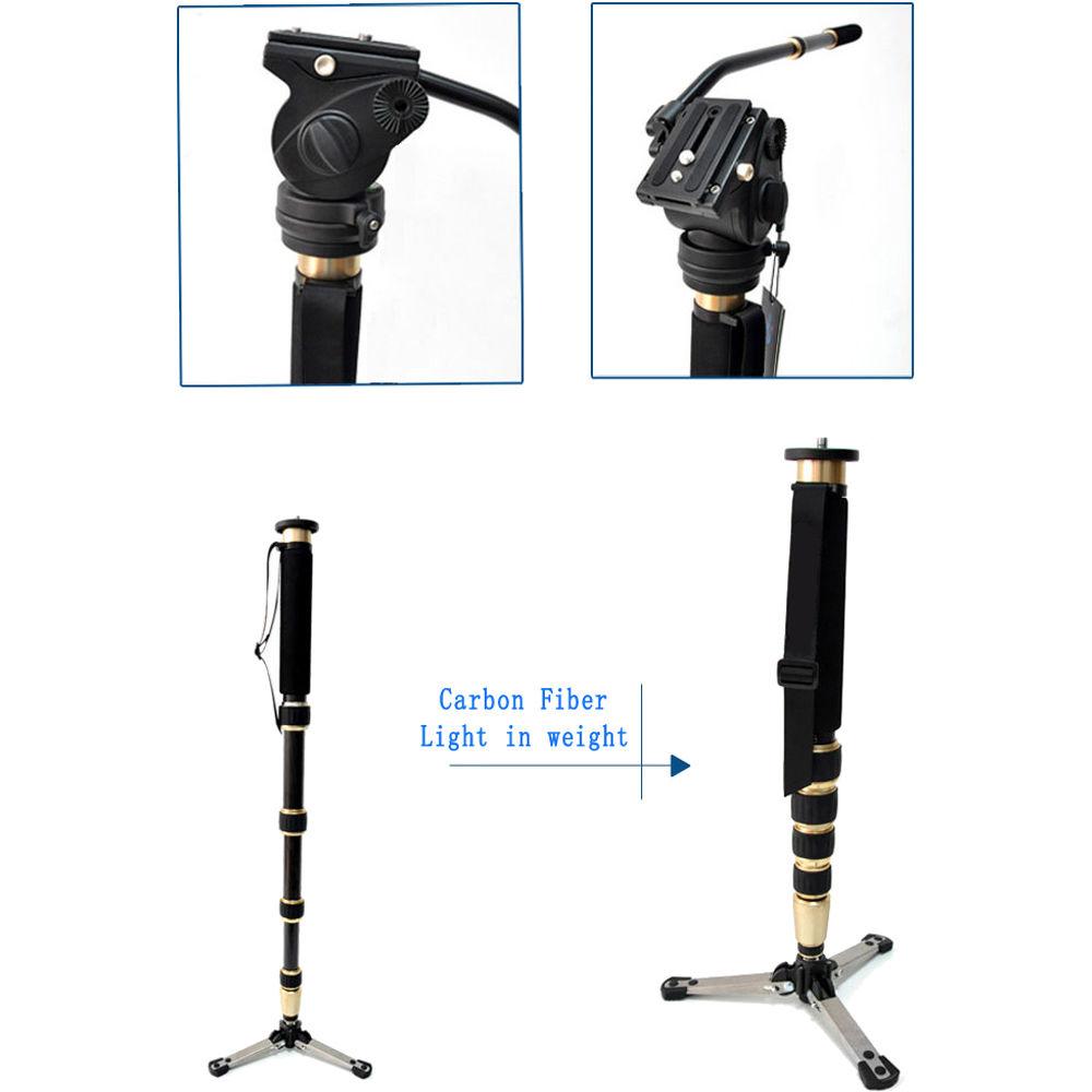 CAME-TV Portable Carbon Fiber Light-Weight 4-Section Monopod