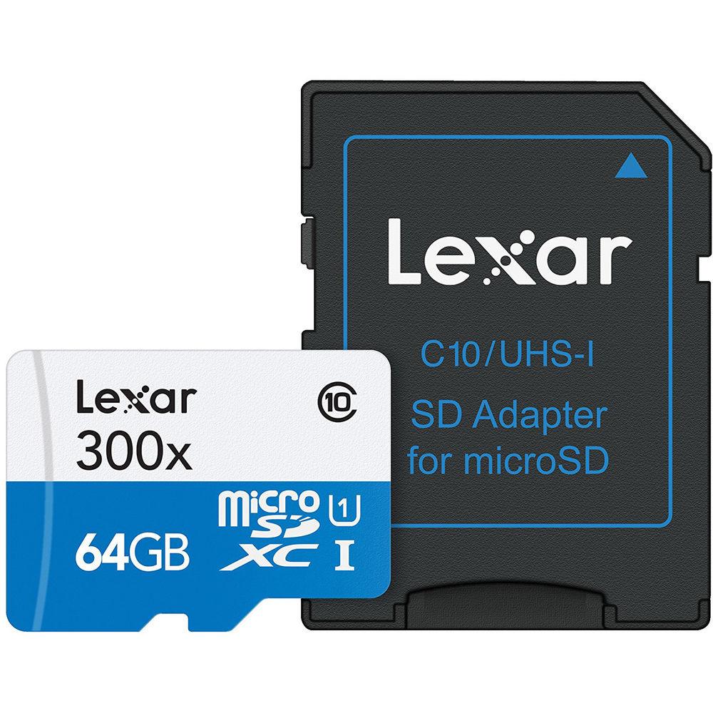 Lexar 64GB High-Performance 633x UHS-I microSDXC Memory Card with SD Adapter