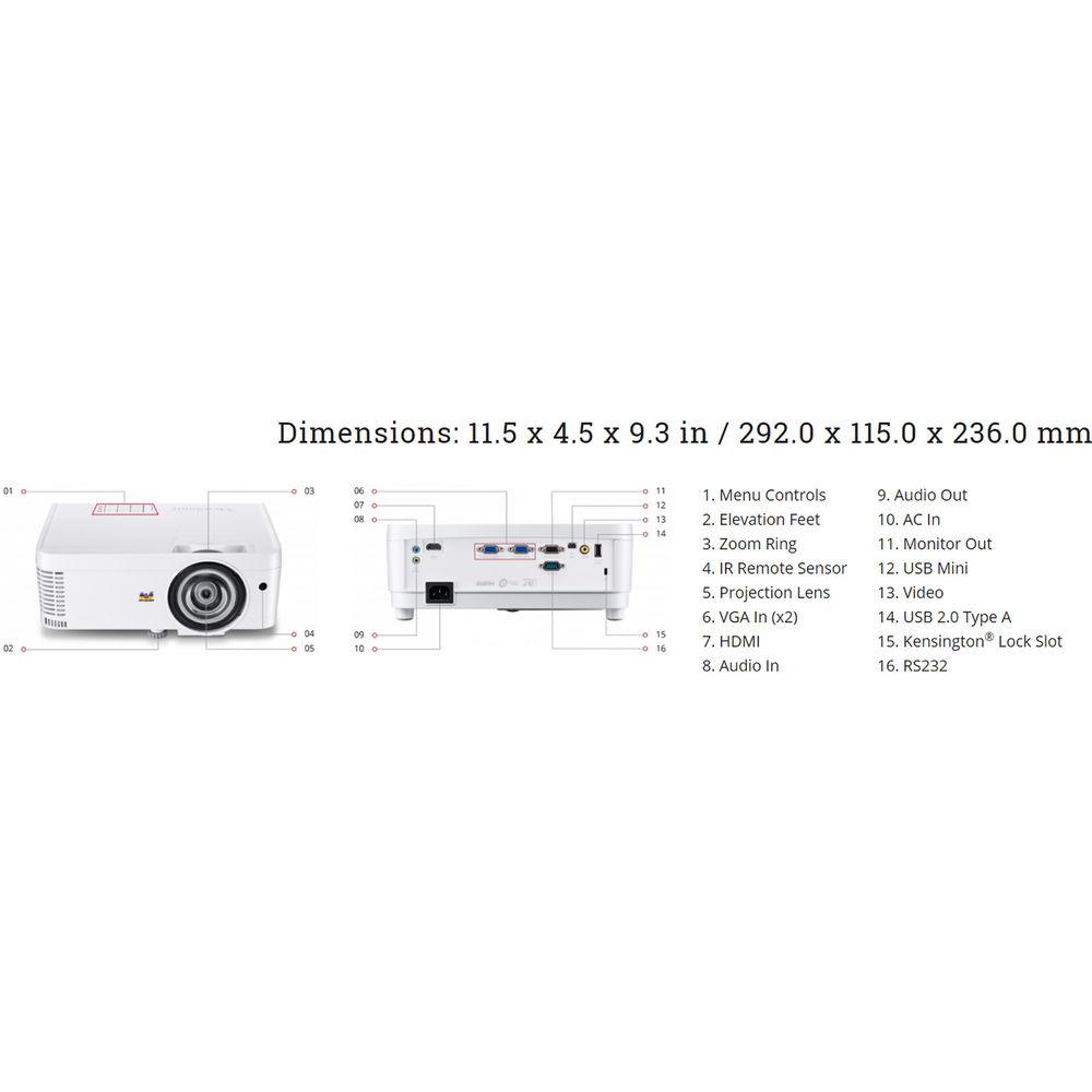ViewSonic PS501W 3500-Lumen WXGA Short-Throw DLP Projector