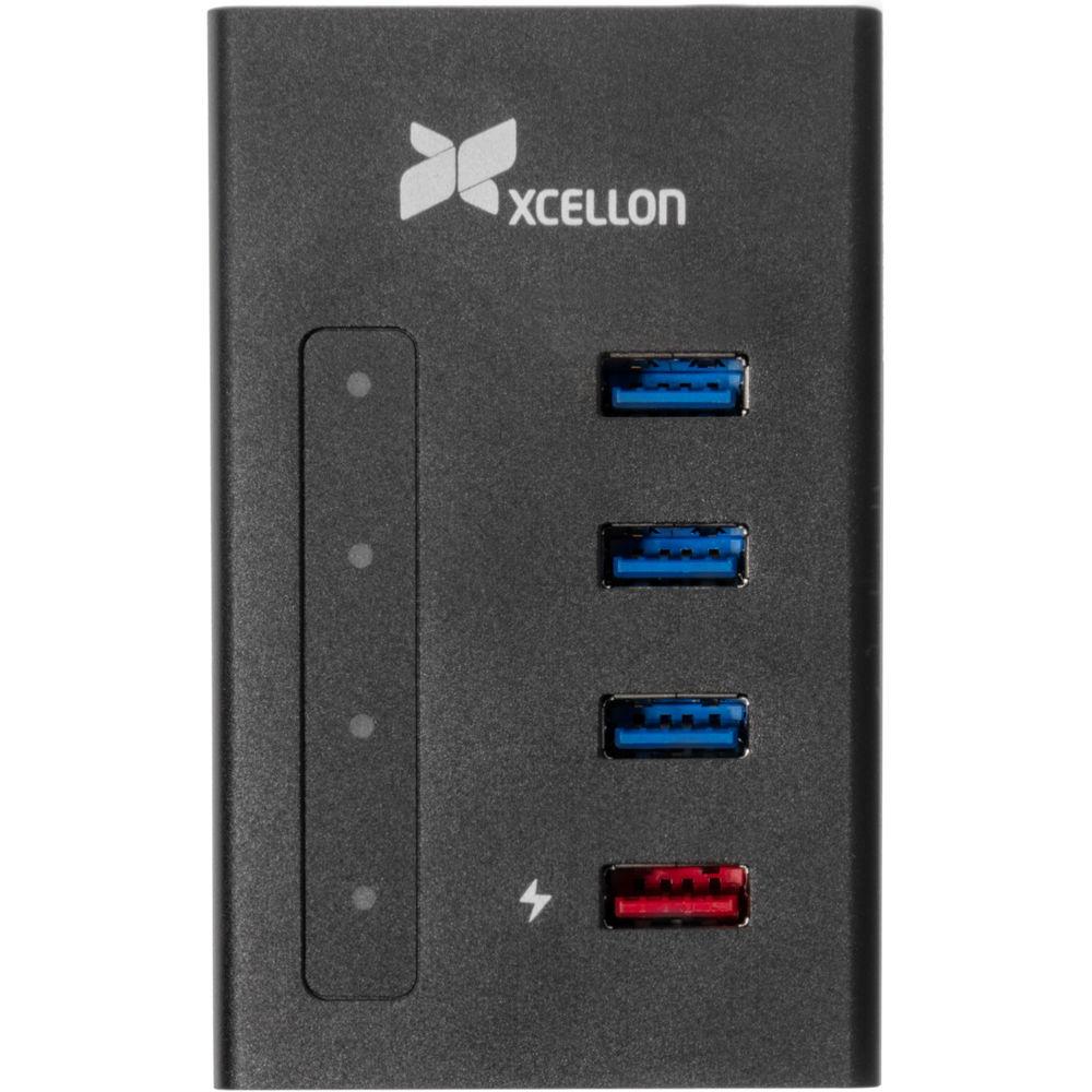 Xcellon 4-Port Powered USB 3.0 Slim Aluminum Hub with 1 Dual Data Charging Port