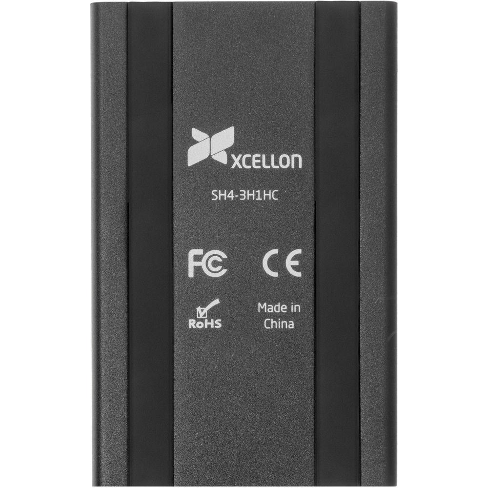 Xcellon 4-Port Powered USB 3.0 Slim Aluminum Hub with 1 Dual Data Charging Port