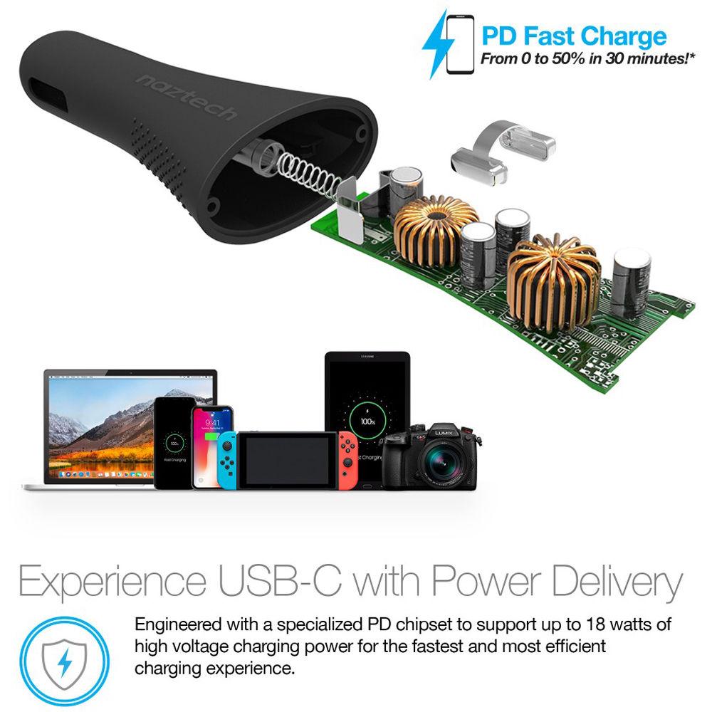 Naztech Power T3 Xtreme 3-Port USB Type-C PD Car Charger