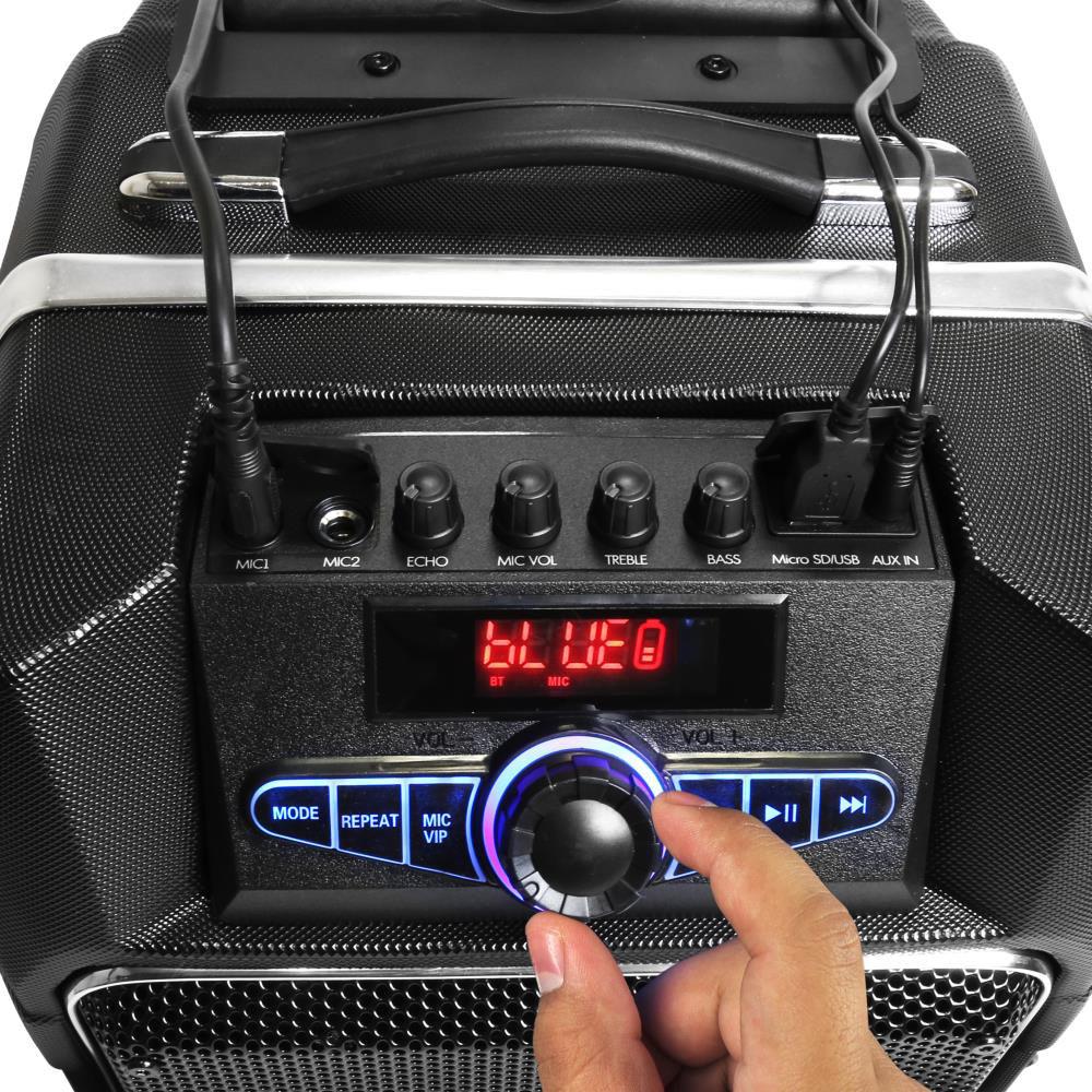 Pyle Pro 8" Active Portable Bluetooth Stereo Loudspeaker with Karaoke Microphone