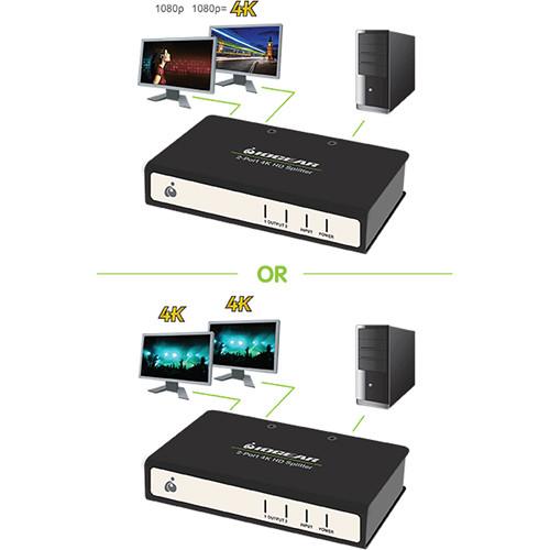 IOGEAR 2-Port DCI 4K HDMI Splitter with Signal Booster