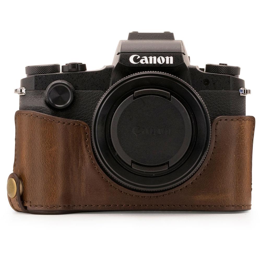 MegaGear Ever Ready Leather Camera Half Case and Strap for Canon PowerShot G1X Mark III