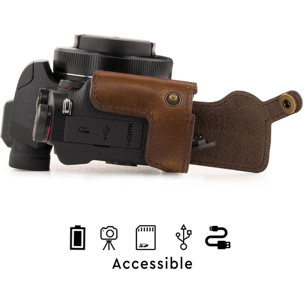 MegaGear Ever Ready Leather Camera Half Case and Strap for Canon PowerShot G1X Mark III