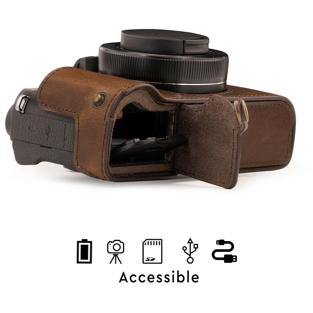 MegaGear Ever Ready Leather Camera Half Case and Strap for Canon PowerShot G1X Mark III