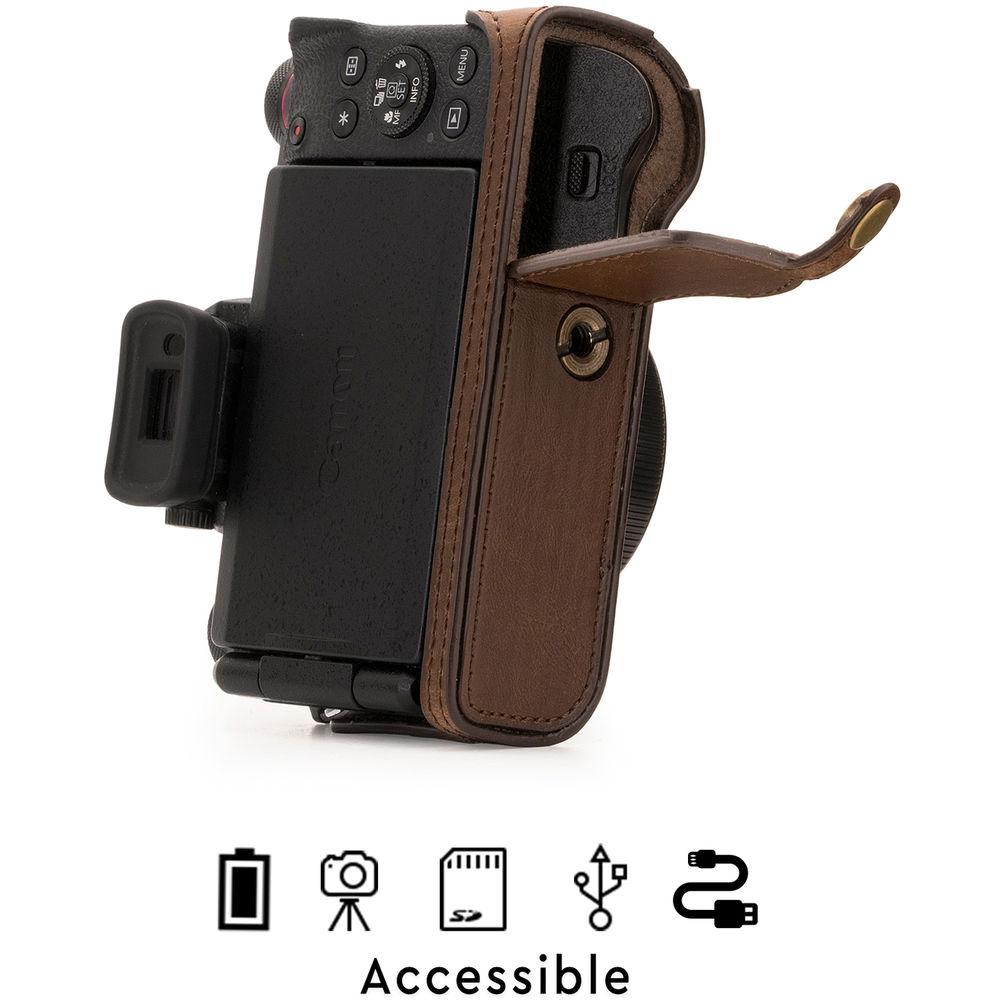 MegaGear Ever Ready Leather Camera Half Case and Strap for Canon PowerShot G1X Mark III