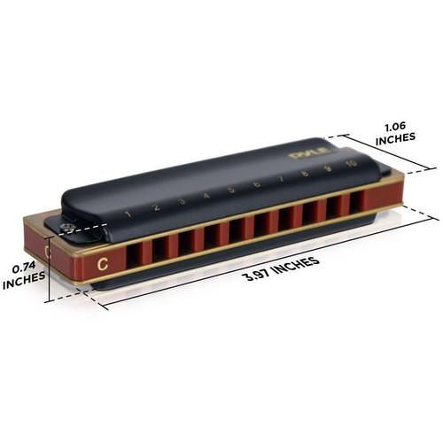 Pyle Pro Kit of Classic Style Diatonic Harmonicas with Brass Cover Plates