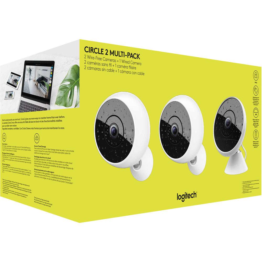Logitech Circle 2 1 Wired 2MP & 2 Wire-Free 2MP Cameras Multi-Pack