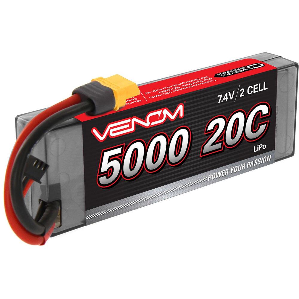 Venom Group Venom 20C 2S 5000mAh 7.4V Hard Case Lipo Battery With Universal Plug System