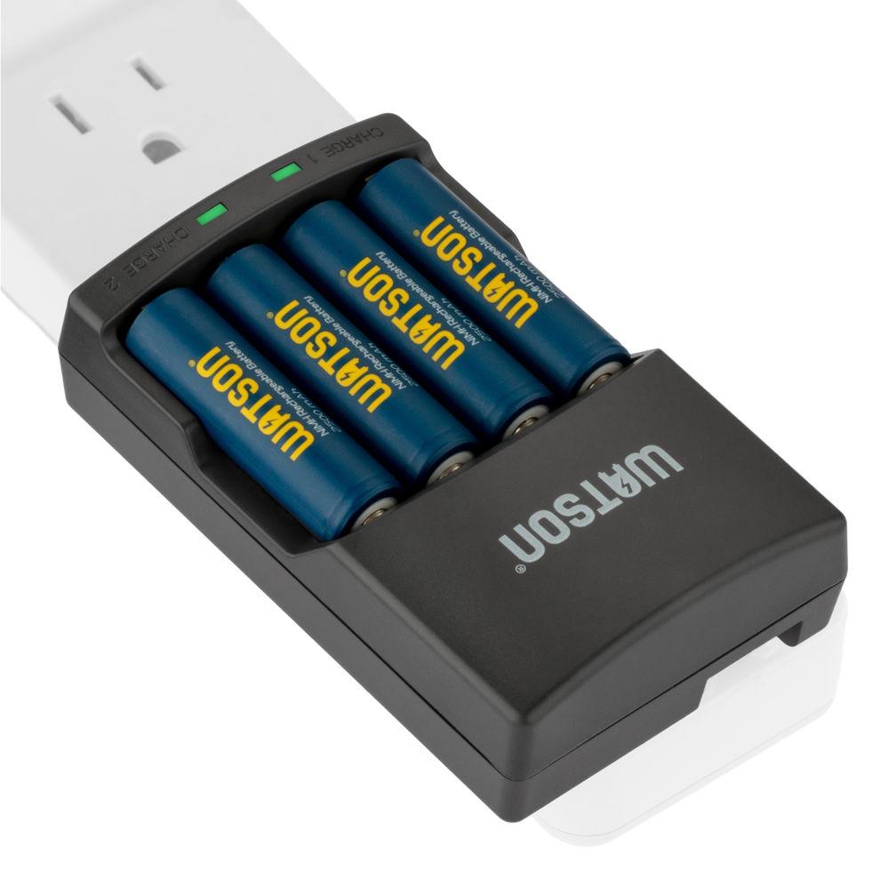 Watson Rapid Charger with 4 AA NiMH Rechargeable Batteries