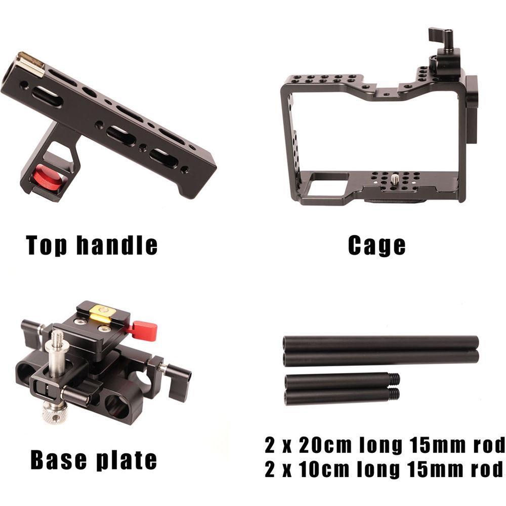 CAME-TV Camera Cage Rig with Top Handle & 15mm Rods for Sony a7R II a7S II