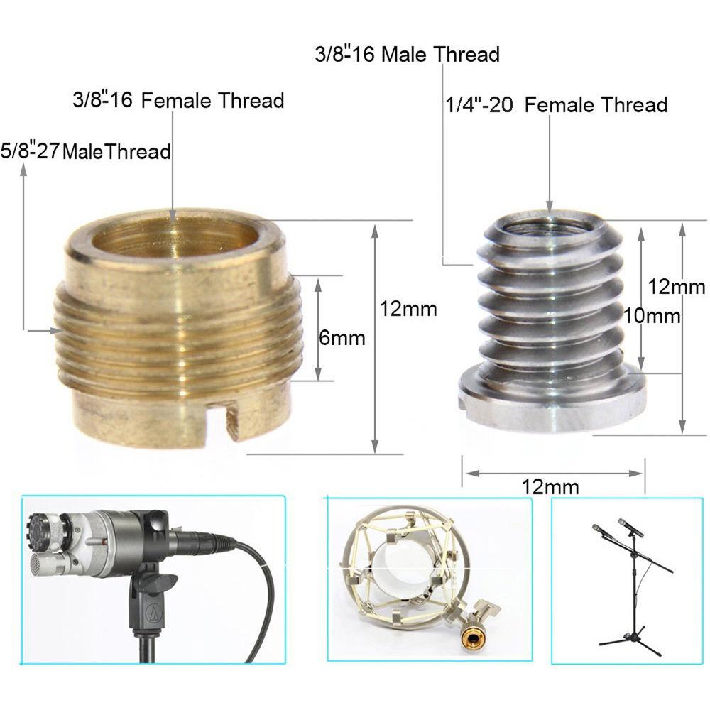 CAMVATE 3 8"-16 To 5 8"-27 And 1 4"-20 To 3 8"-16 Screw Adapter Set