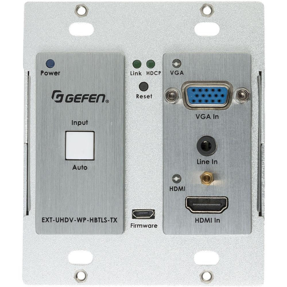 Gefen 4K Multi-Format 2x1 HDBaseT Wall Plate Sender with Scaler, Auto-Switching, and PoH