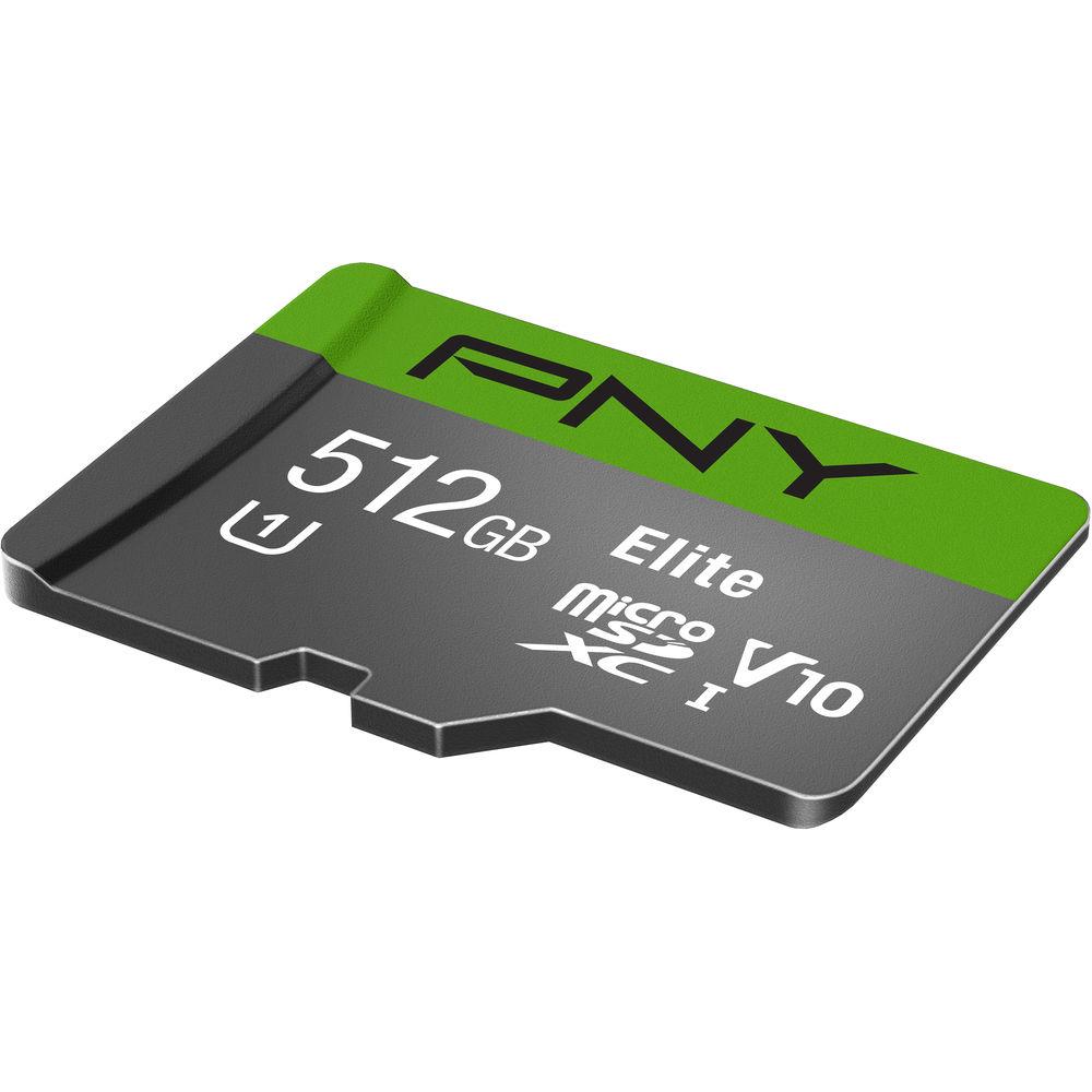 PNY Technologies 512GB Elite UHS-I microSDXC Memory Card with SD Adapter