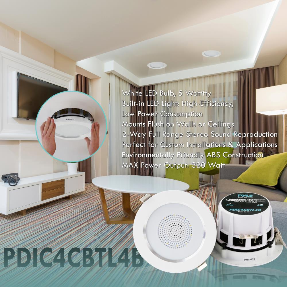 Pyle Pro PDIC4CBTL4B 4" Bluetooth Ceiling Wall Speaker Kit