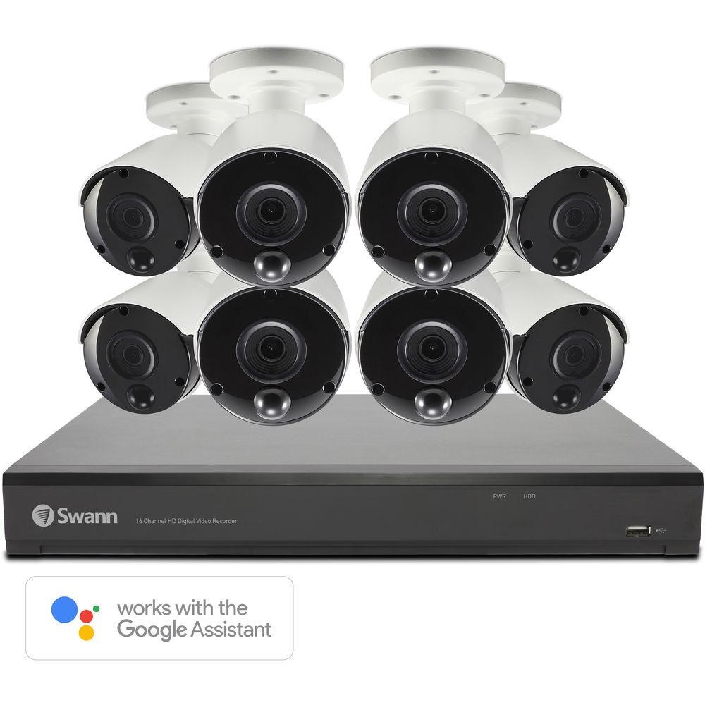 Swann 5580 Series 16-Channel 4K UHD DVR with 2TB HDD & 8 4K Outdoor Night Vision Bullet Cameras
