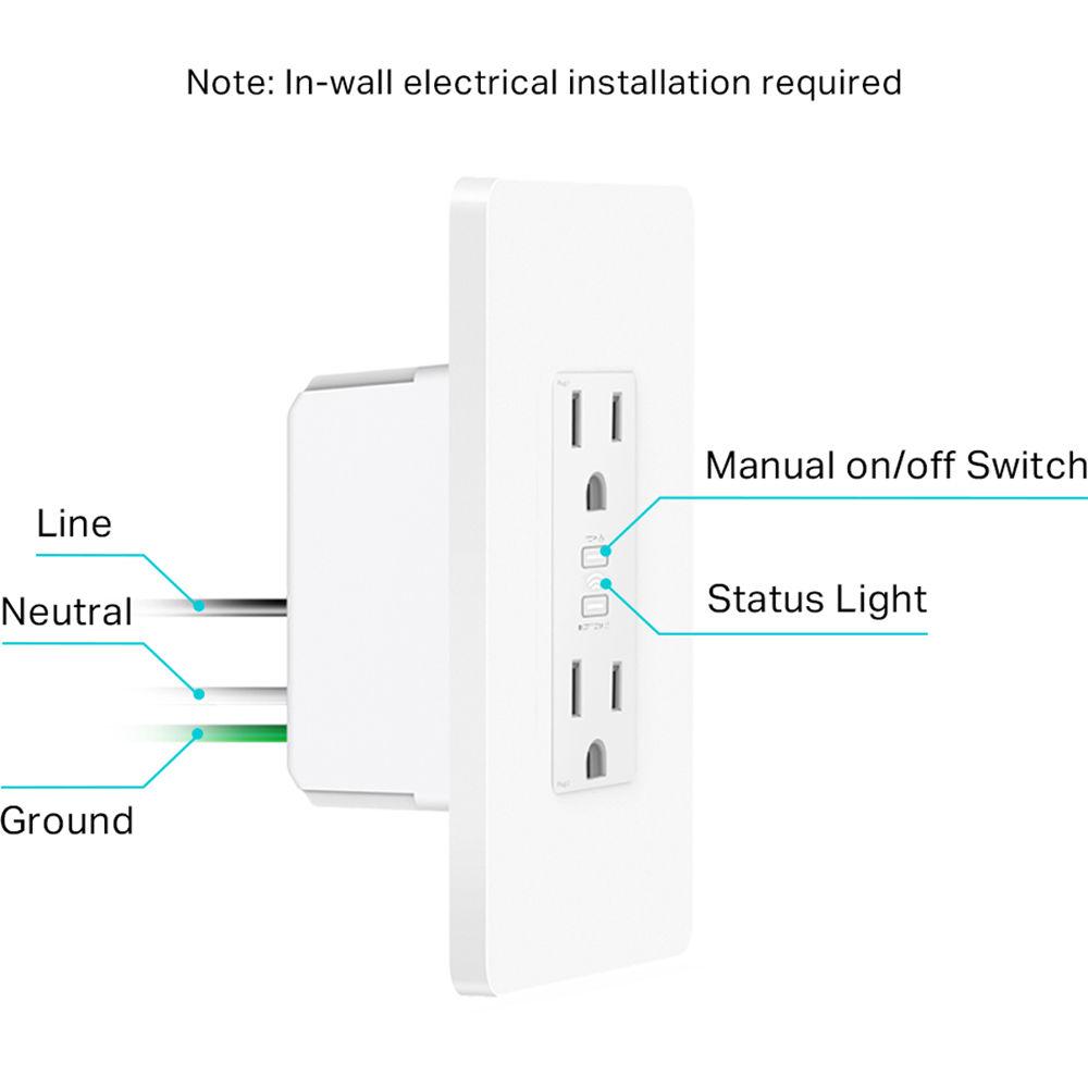 TP-Link KP200 Kasa Smart Wi-Fi In-Wall Power Outlet