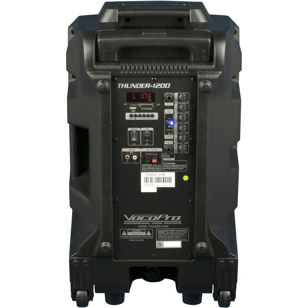 VocoPro Karaoke Thunder-1200 12" 600W DJ Karaoke Party Speaker with RGB Derby Light