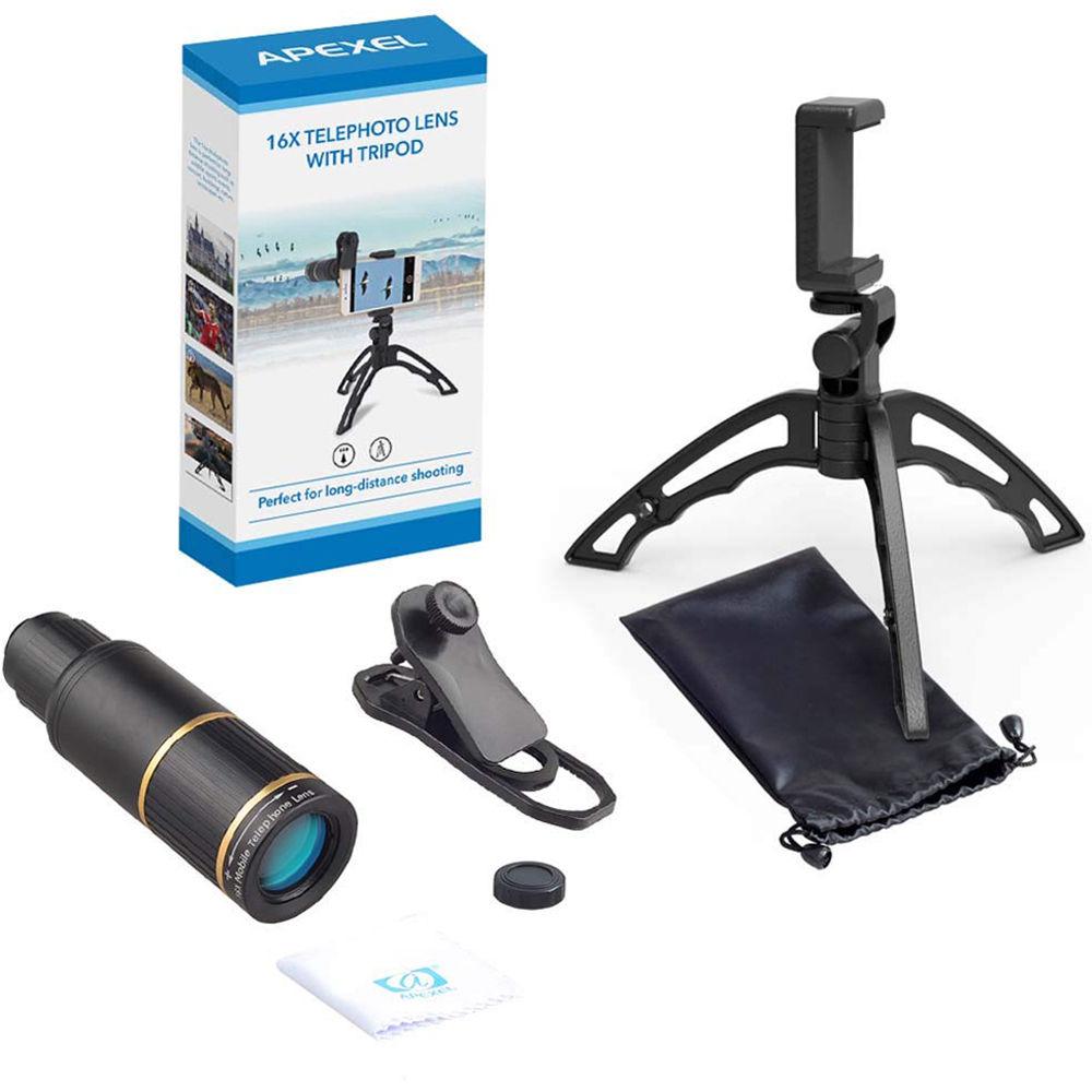 Apexel 16x Telescope Lens with Handheld Tripod