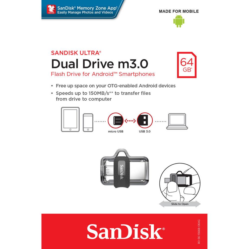 SanDisk 64GB Ultra Dual m3.0 USB 3.0 micro-USB Flash Drive