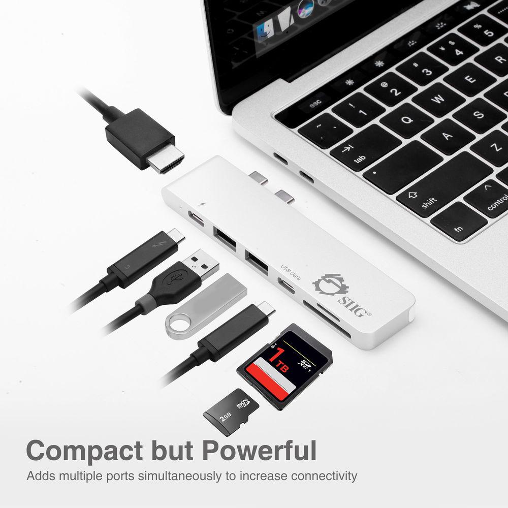 SIIG Dual USB Type-C Hub with HDMI, Card Reader, and Power Delivery