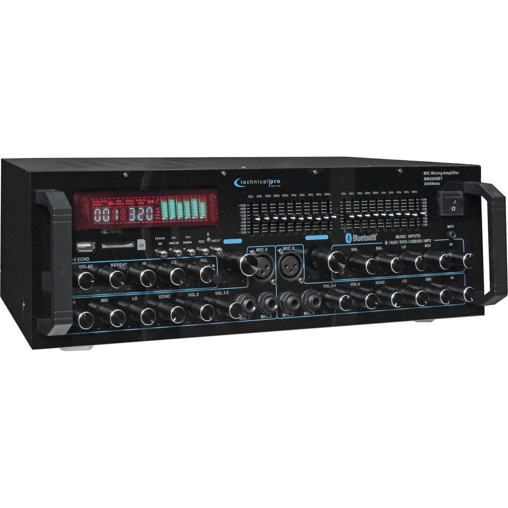 Technical Pro Stage Series Bluetooth StagePack12 V2 PA with Mic Mixer Amplifier, 6 Microphones, 2 Speakers, and More