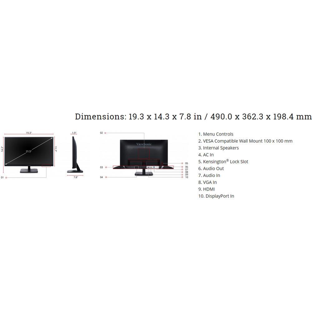 ViewSonic VA2256-MHD 22" 16:9 Reduced Bezel IPS Monitor