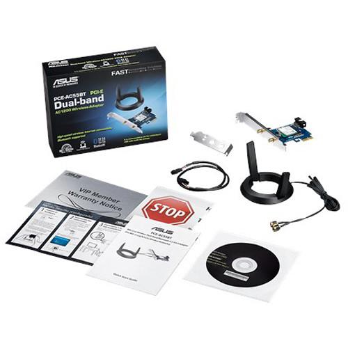 ASUS Wireless-AC1200 Dual-Band PCIe Wi-Fi Adapter with Bluetooth 4.2 Connectivity