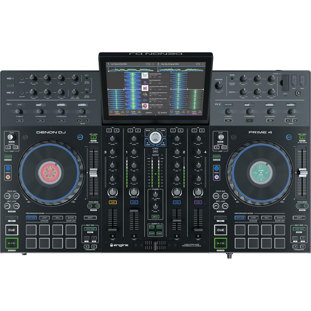 Denon DJ Prime 4 - Standalone 4-Deck DJ System with 10