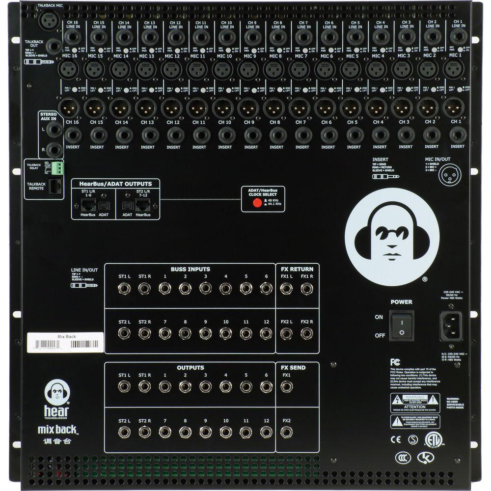 Hear Technologies Mix Back Mixer 16-Channel Monitor Mixer with Talkback Remote