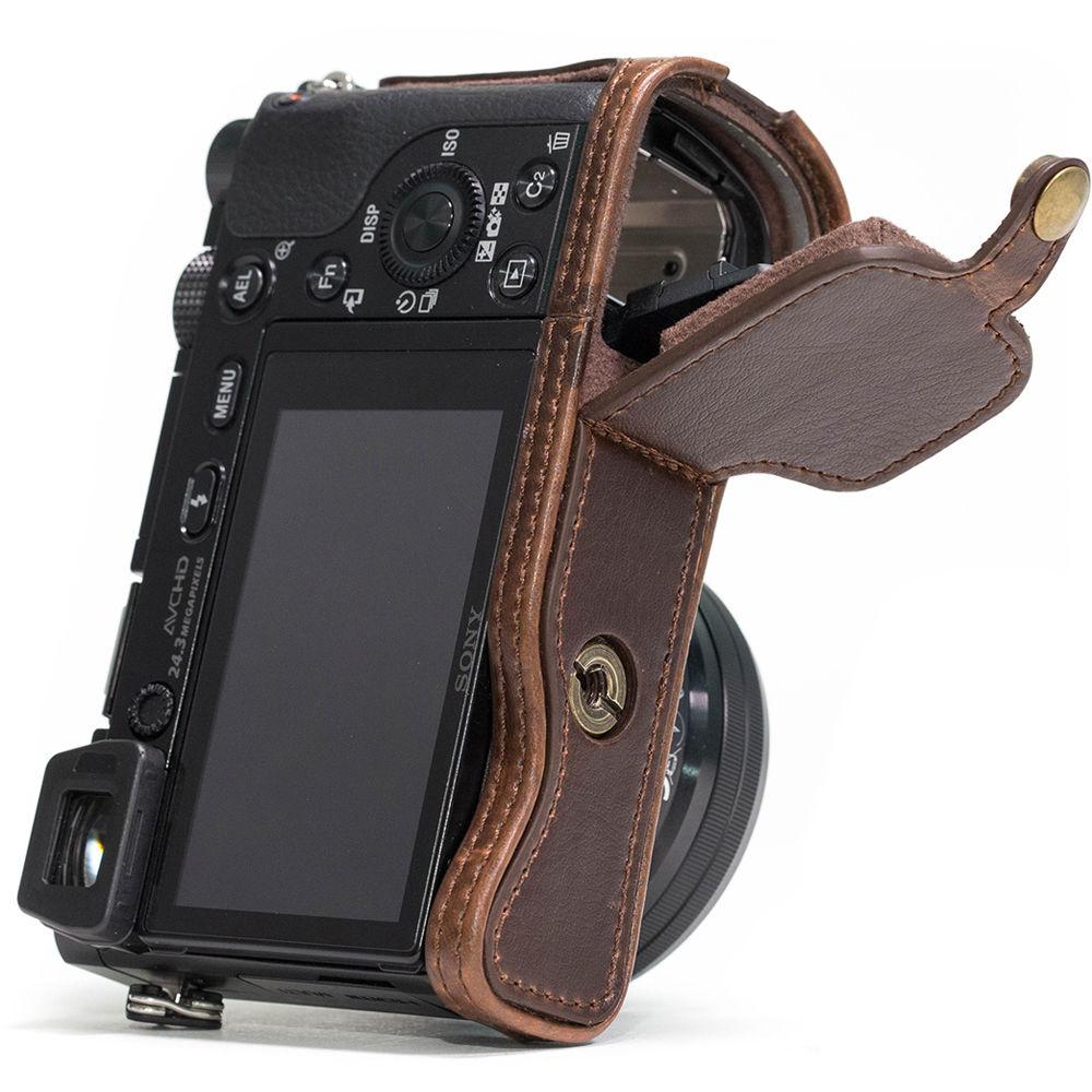 MegaGear Ever Ready Leather Half-Bottom Camera Case for Sony Alpha a5100