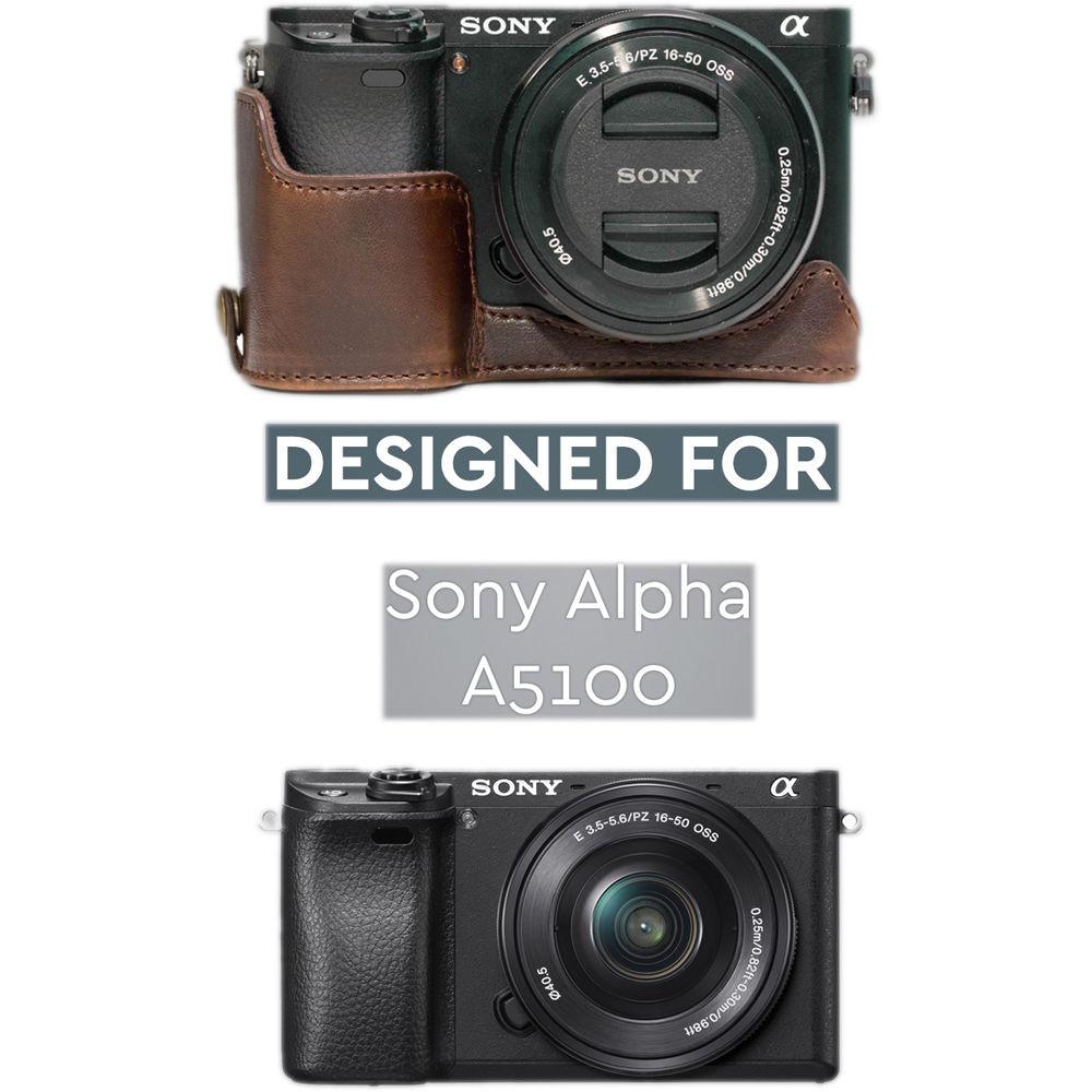 MegaGear Ever Ready Leather Half-Bottom Camera Case for Sony Alpha a5100