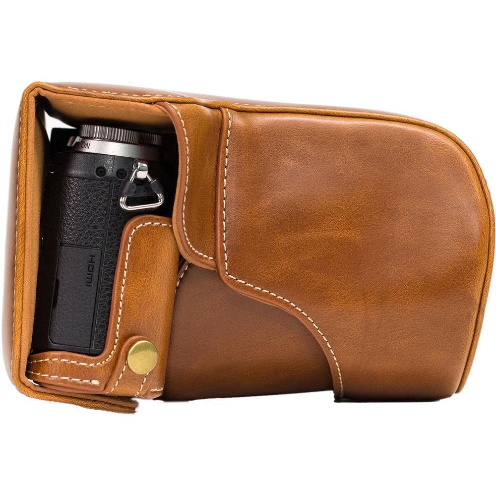 MegaGear MG998 Ever Ready Leather Case with Bottom Opening for LUMIX GX85 14-140mm