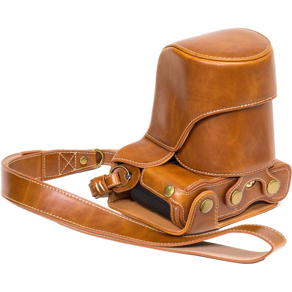 MegaGear MG998 Ever Ready Leather Case with Bottom Opening for LUMIX GX85 14-140mm