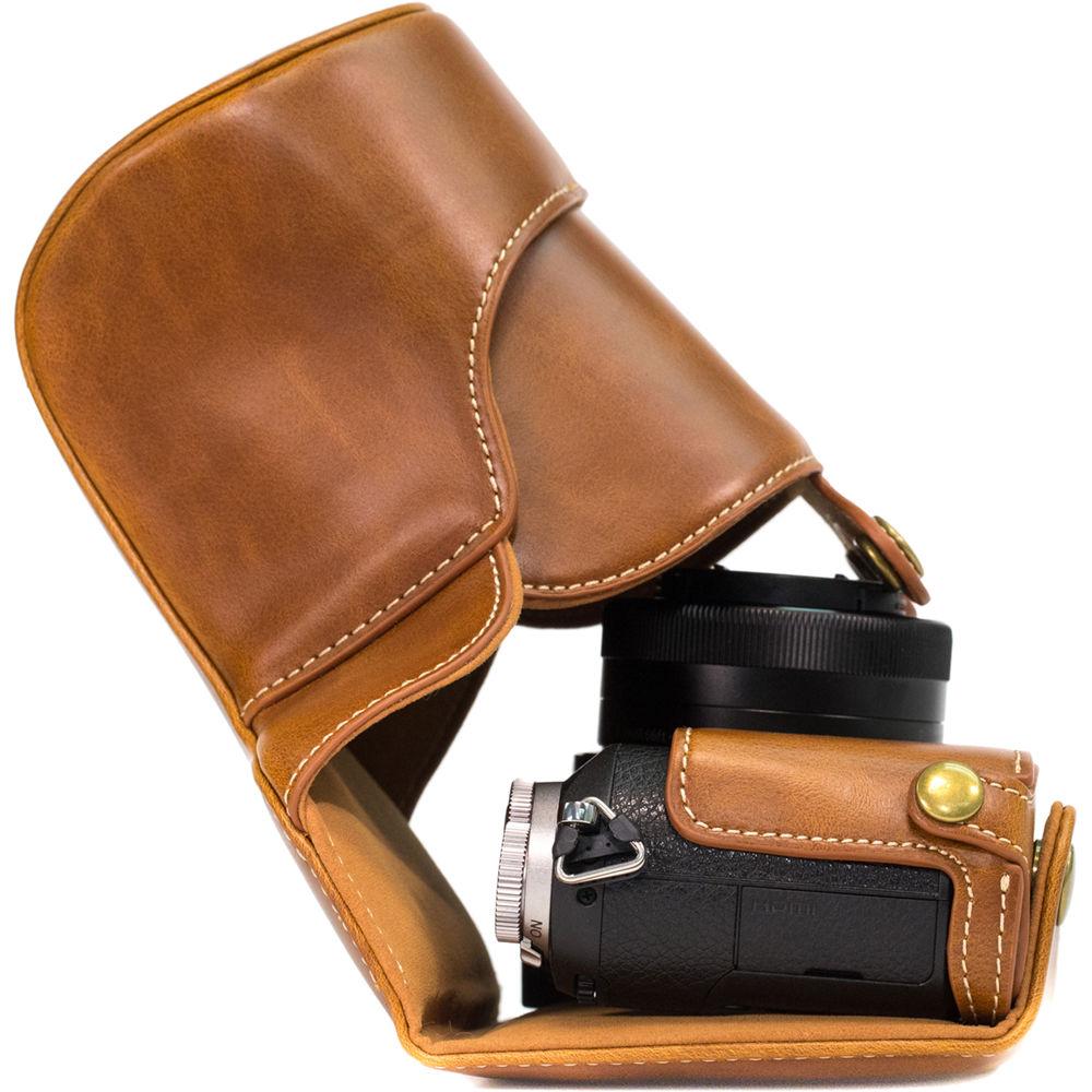 MegaGear MG998 Ever Ready Leather Case with Bottom Opening for LUMIX GX85 14-140mm